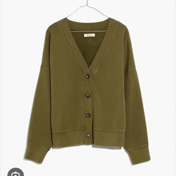 Madewell (Re)sourced Cotton Cardigan in Olive Green, Size S - Picture 2 of 6